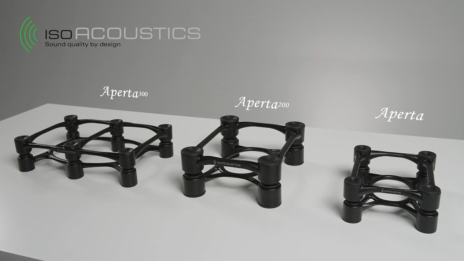 IsoAcoustics Aperta Series Isolation Speaker Stands with Tilt Adjustment: Aperta (6.1″ x 7.5″) Black Pair