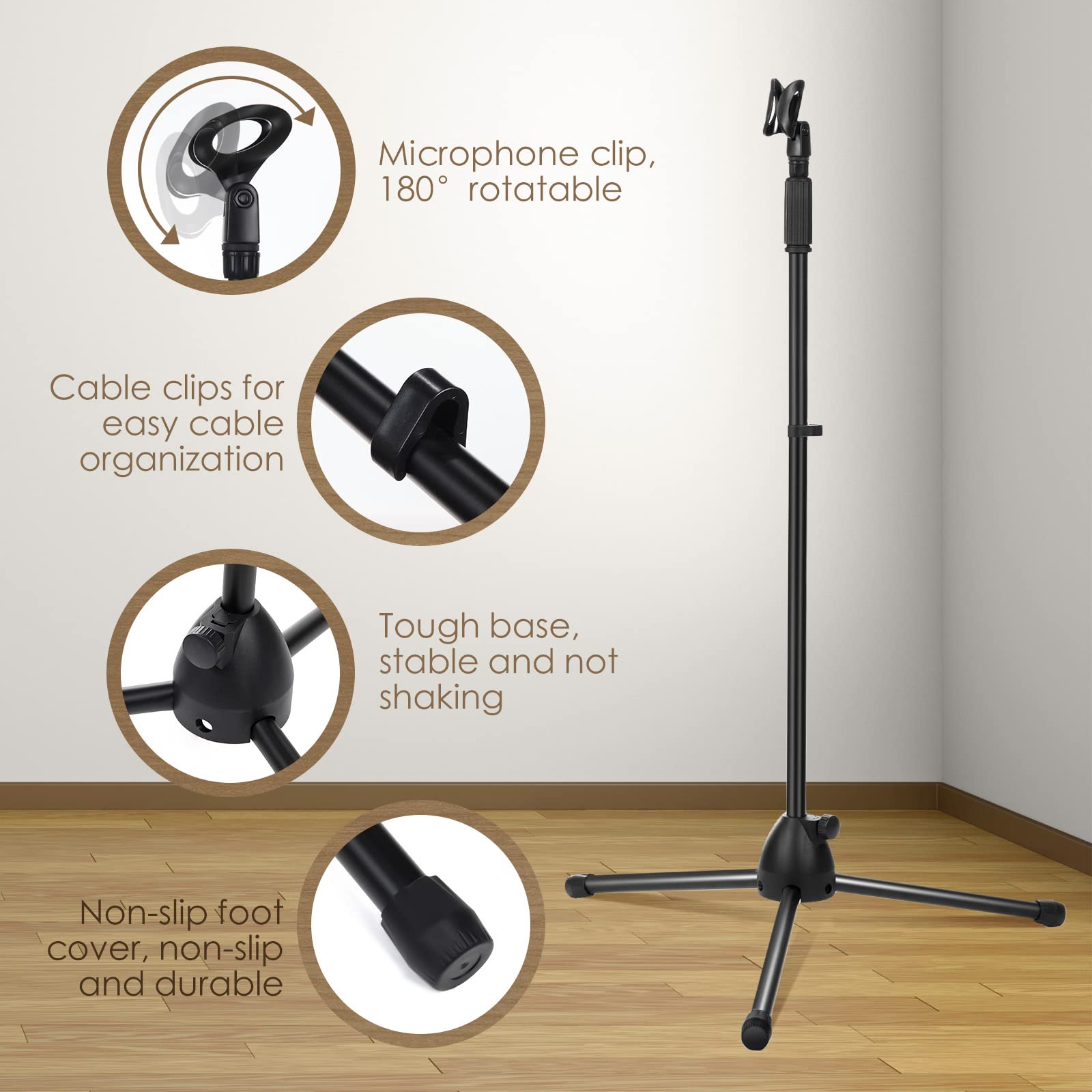 Xuhal 2 Pack Microphone Tripod Stand,Mic Clip