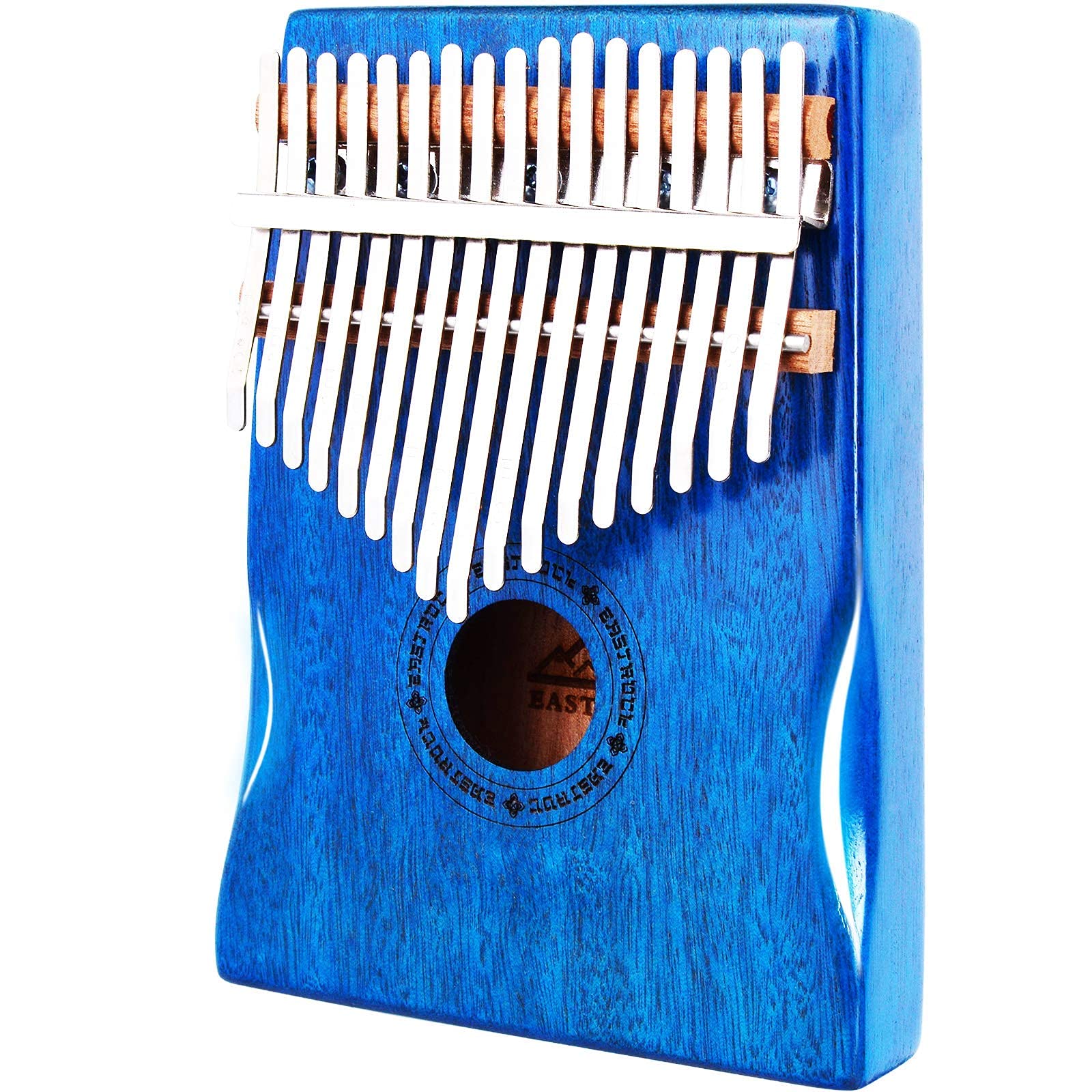 EASTROCK Kalimba Thumb Piano 17 Keys Mbira Blue Mahogany Hand Rest