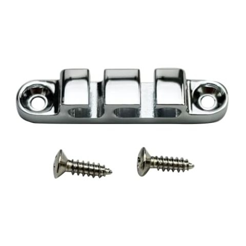 OVSAL Chrome String Retainer Bass Head 3 String Retainer Bass Guitar String Tree Bass String Guide with Mounting Screws