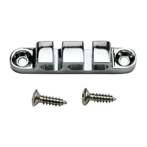 OVSAL Chrome String Retainer Bass Head 3 String Retainer Bass Guitar String Tree Bass String Guide with Mounting Screws
