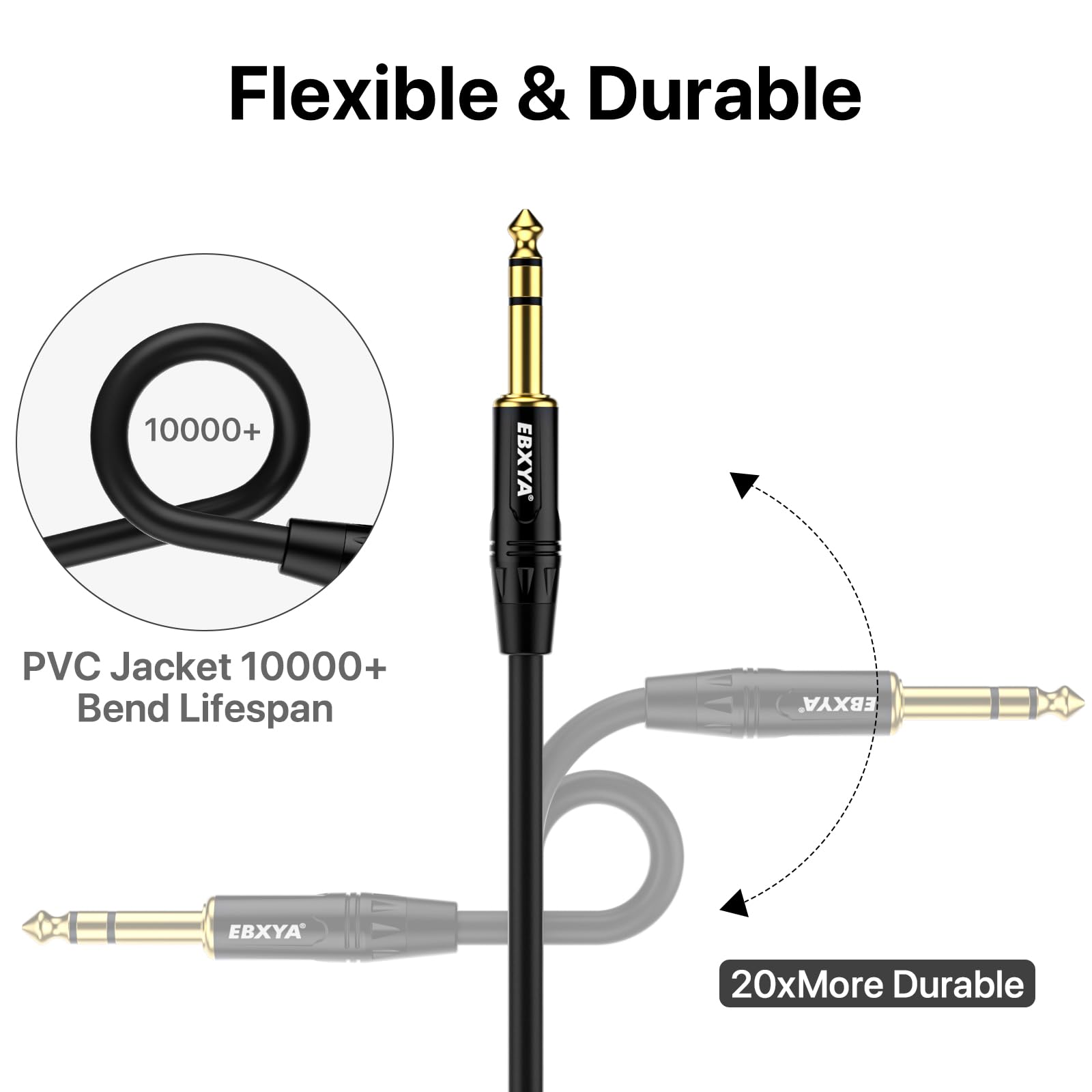 EBXYA 1/4 TRS to XLR 10ft 2Pack – 6.35mm 3Pin Balanced Female Audio Cable
