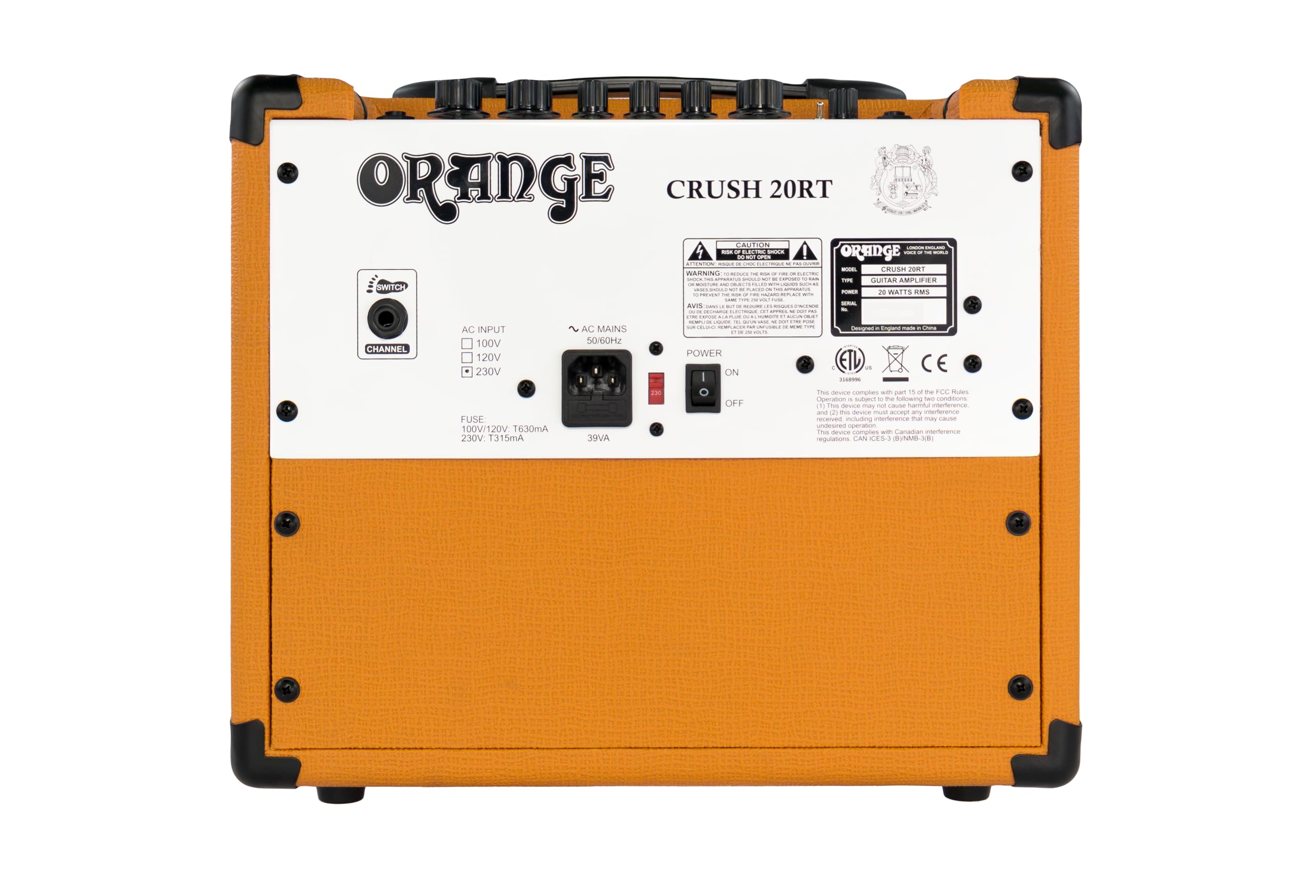 Orange Crush 20RT 20W 8″ 2-Channel Guitar Amplifier and Speaker Combo, Orange
