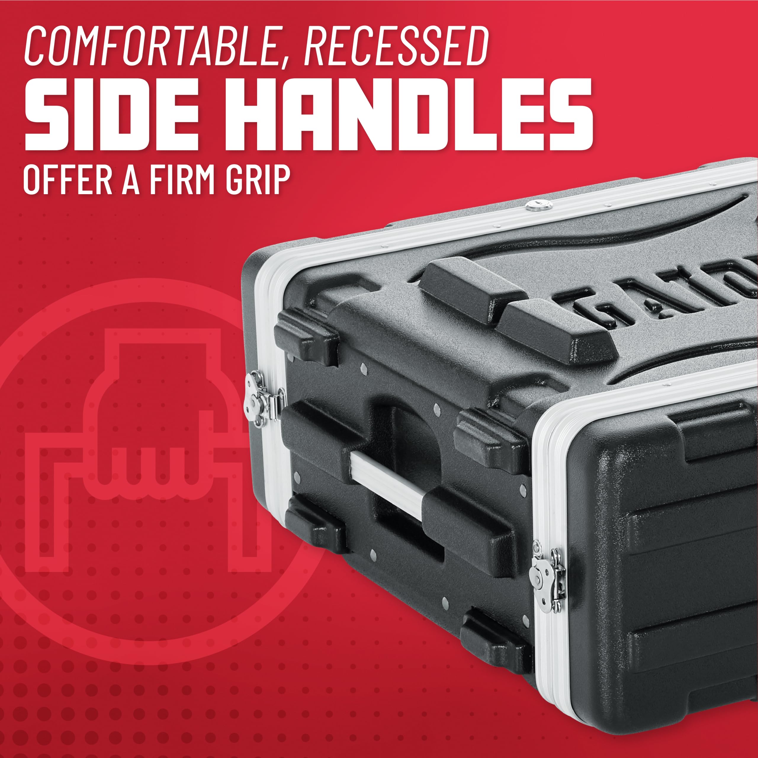 Gator Cases Lightweight Molded 4U Rack Case with Heavy Duty Latches, Standard 19.25″ Depth, (GR-4L)