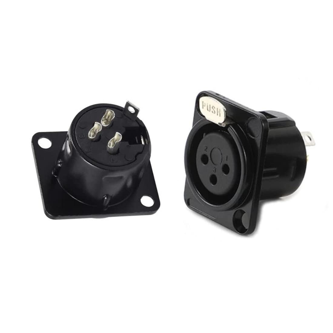 QLXHBOT XLR Female Jack 3 Pin Panel Mount Jacks, XLR Female Socket Connector Audio Studio,Black Metal Housing 6Pcs