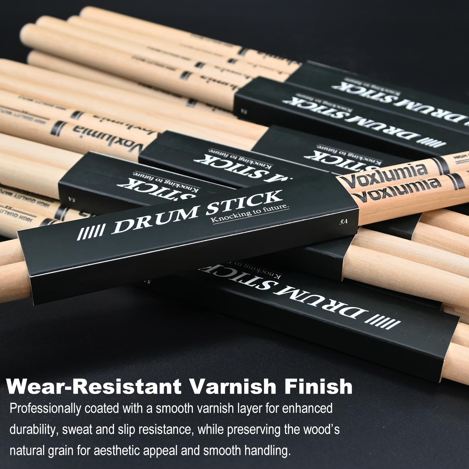 Voxlumia 12 Pair Set 5A Maple Wood Drumsticks Professional for Drummers