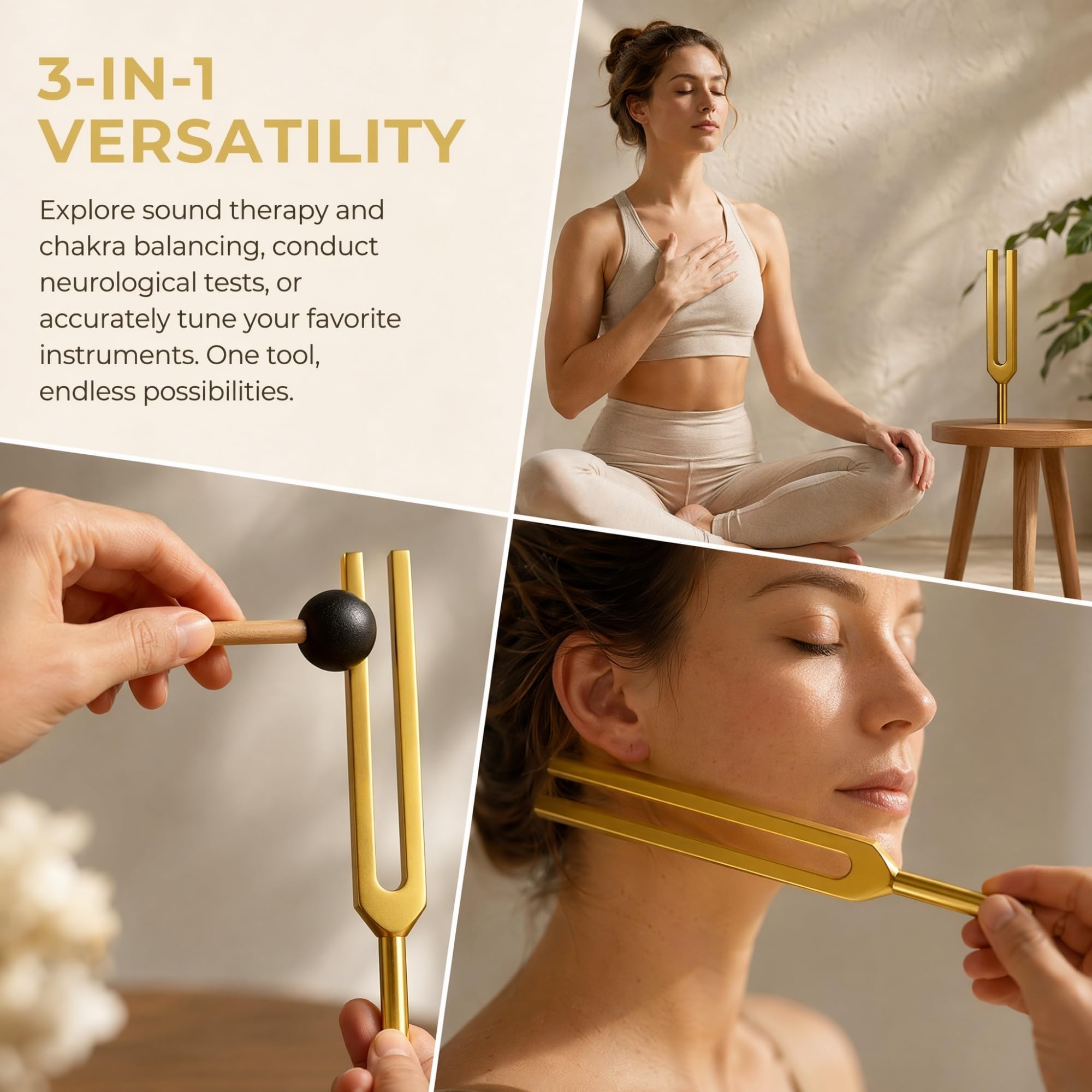 Miwayer Professional 174Hz Tuning Forks Golden (Otto Style) for Healing, Medical, and Music – Multi-Frequency Tuning Fork Kit for Sound Therapy, Meditation, Chakra Balancing