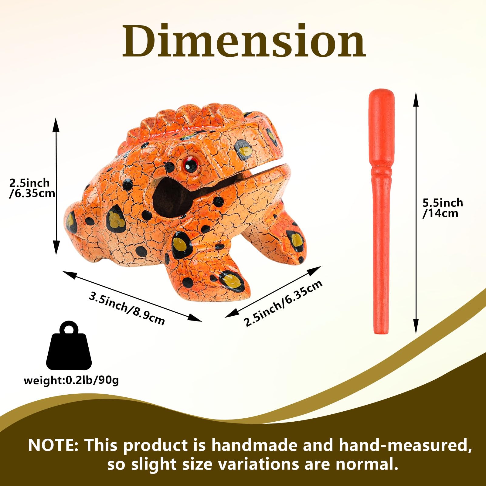 GOGHOST 3.5 inch Frog Guiro Rasp Wooden Instrument (Painted Orange)
