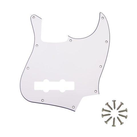 Phrilam 10-Hole Jazz Bass Pickguard for Fender 4 String Bass, White 3Ply