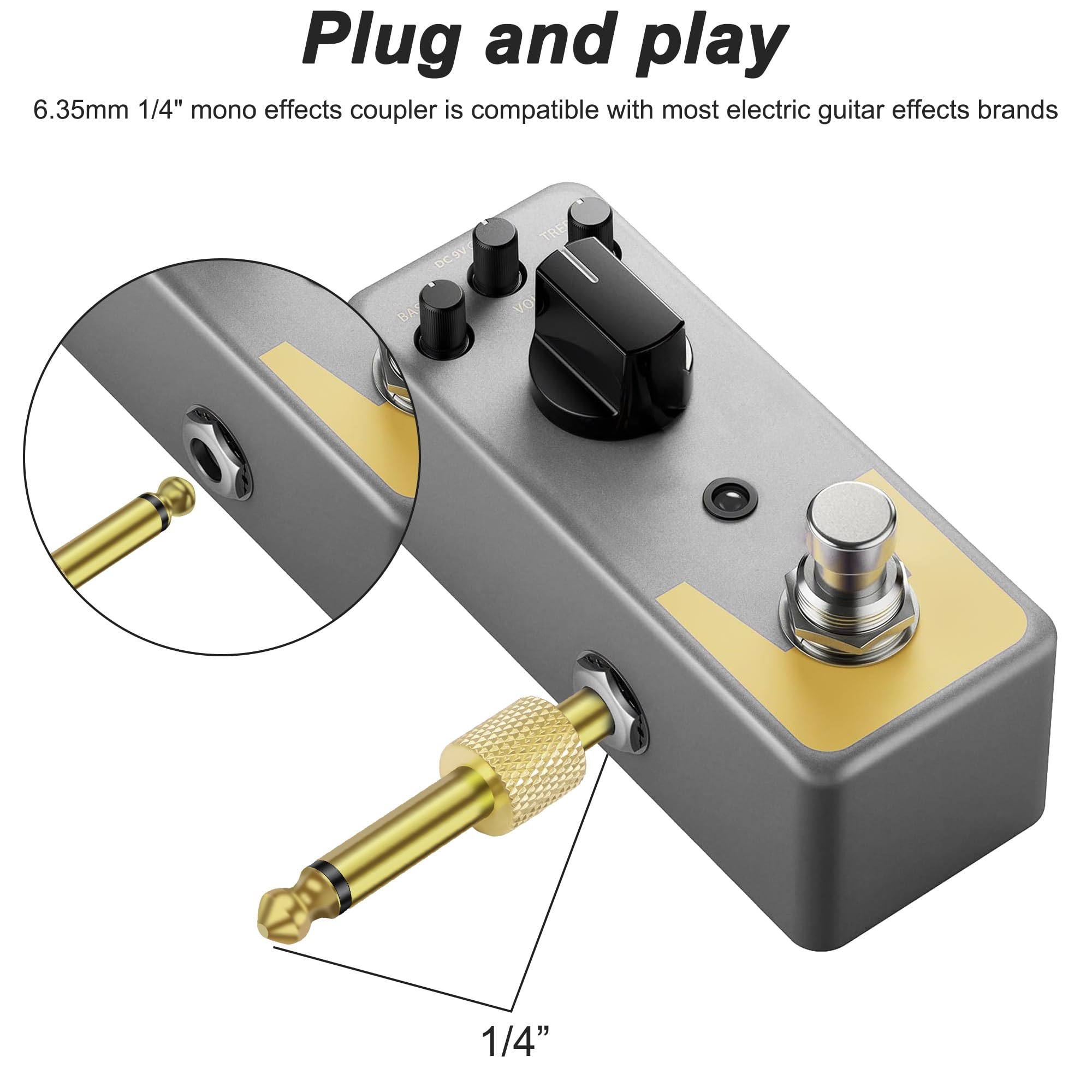 MEIRIYFA Guitar Pedal Patch Connector 6.35mm 1/4″ Effect Couplers