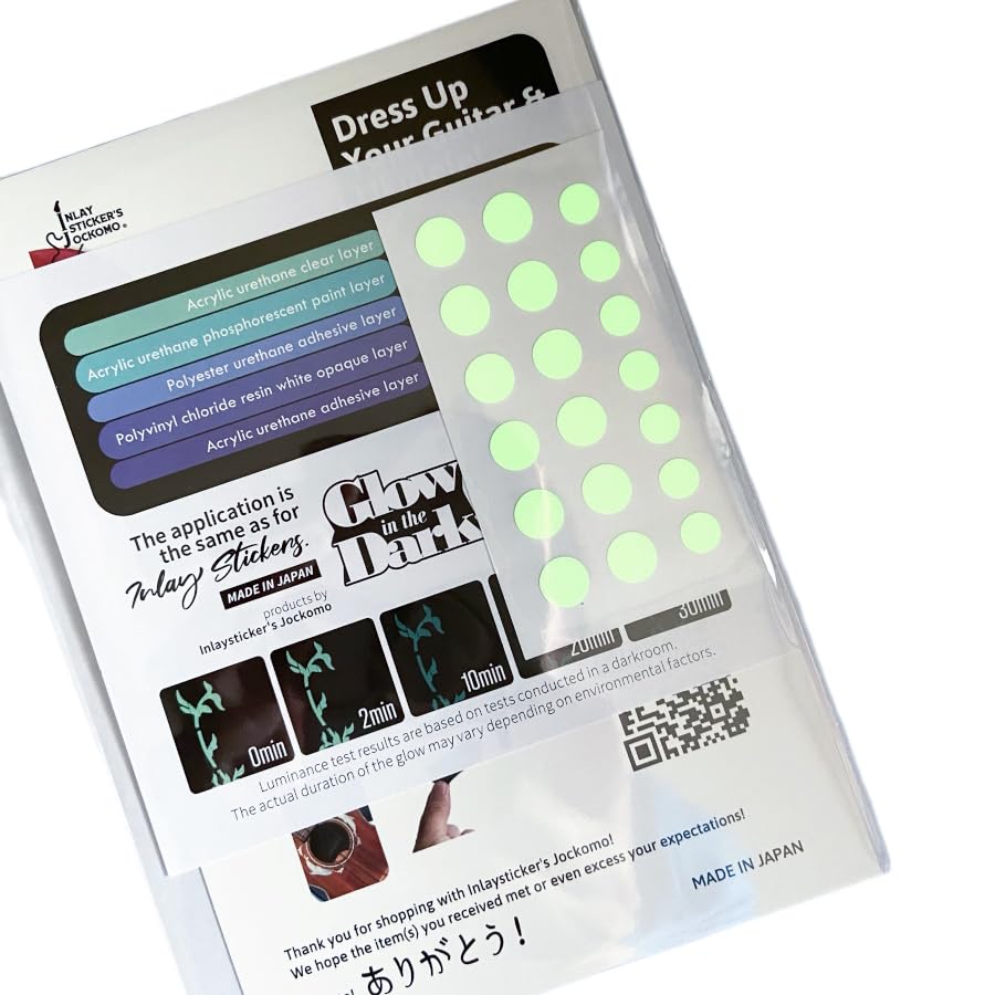 Inlay Sticker’s Jockomo Glow-in-the-Dark Custom Dot Fret Markers