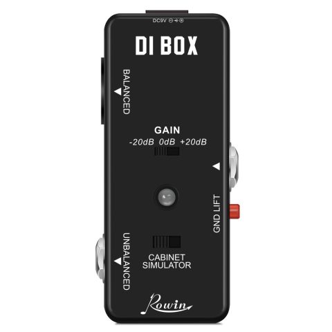 Rowin Guitar Bass Passive DI Box Instrument to Balanced and Unbalanced Micro Direct Box Pedal
