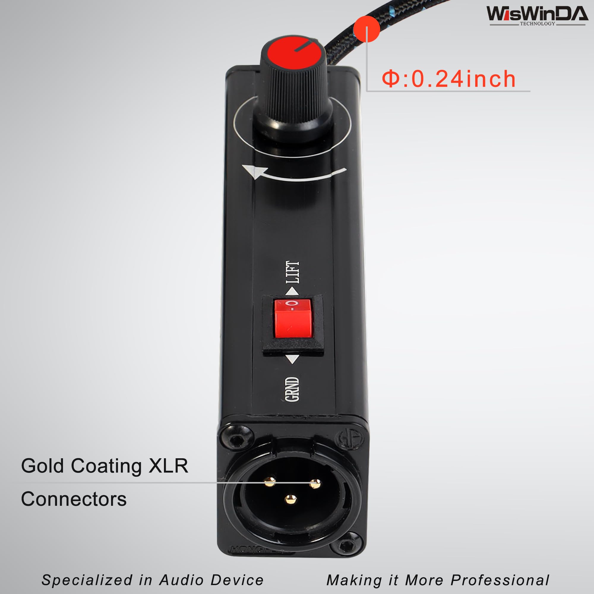 WisWinDa Pro101C Type-C/USB-C to XLR Isolation Box with Volume Controller and Ground Lift Switch Build-in Cord Length 3.3ft with USB-C Plug (Pro 101C)