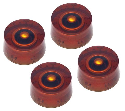 Vintage Forge Amber Speed Knobs Compatible with Epiphone Les Paul SG Electric Guitar (Set of 4) Fits 18 Coarse-Spline Import (Metric) Split Shaft Pots Recessed RS18M-AM4