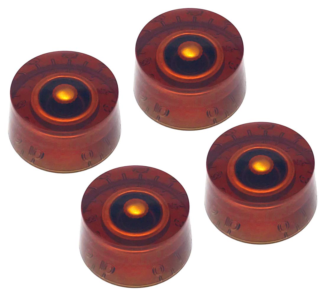 Vintage Forge Amber Speed Knobs Compatible with Epiphone Les Paul SG Electric Guitar (Set of 4) Fits 18 Coarse-Spline Import (Metric) Split Shaft Pots Recessed RS18M-AM4