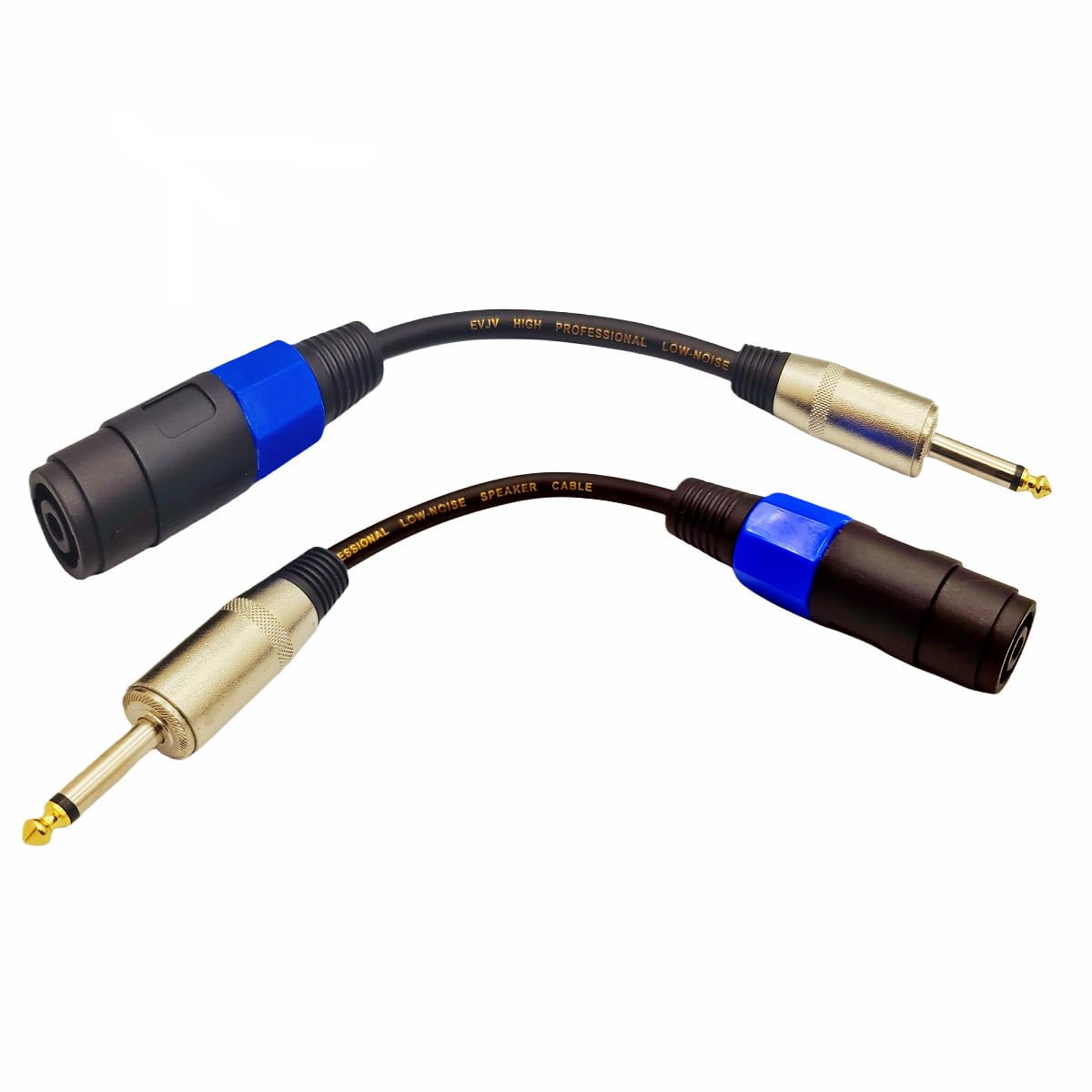 KOOKFJLLZ 12AWG OFC 1/4″ TS Male to Speakon NL4 Female Cable – 6 Inch 6.35mm Speaker Cable 2 Pack for QSC, Crown, Yamaha Power Amplifiers, PA Systems & Stage Monitors