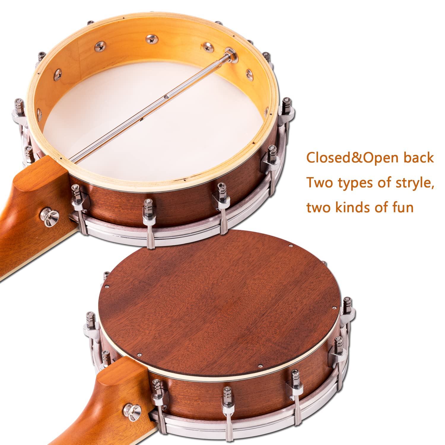 Mulucky 4 String Banjolele BU8017, 23″ Sapele Wood Banjo Ukulele Travel Kit