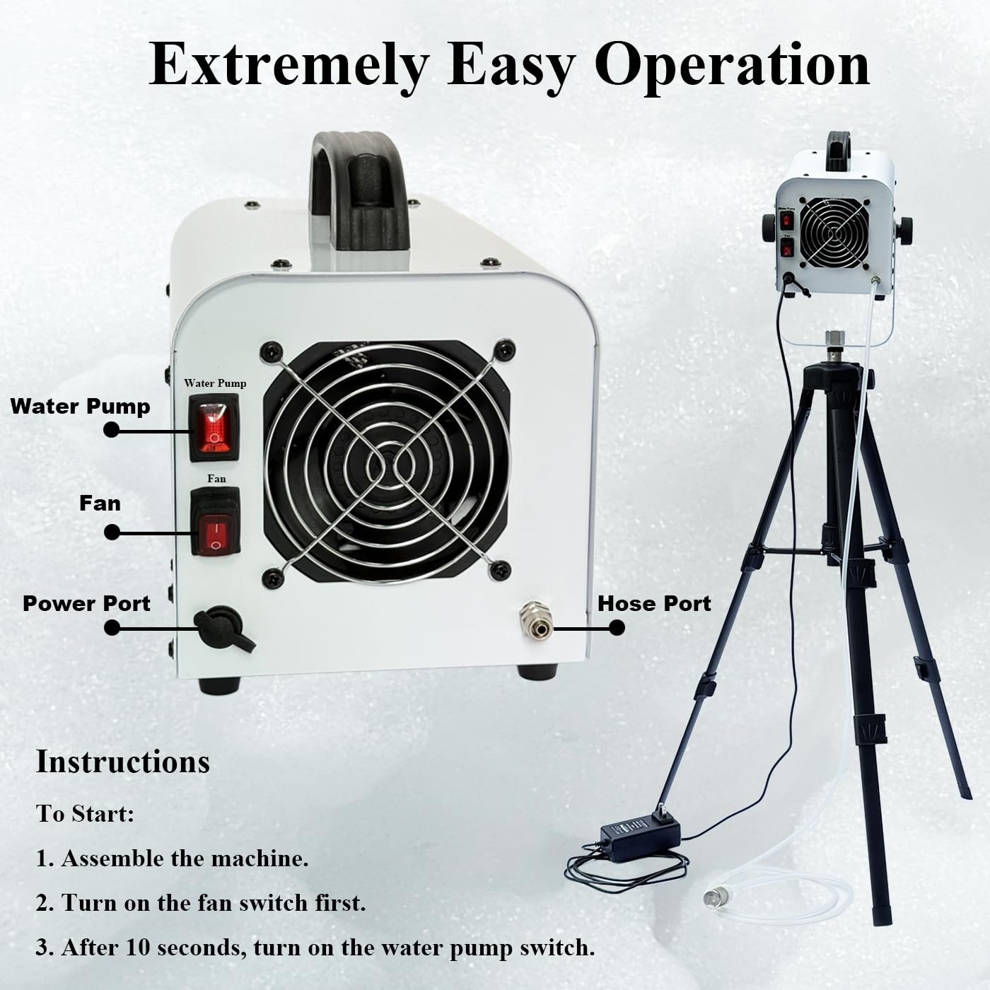 LANGXUN 600W Foam Machine with Tripod Stand, Portable Party Foam Cannon Maker, Blue, Includes 2 Packs Foam Powder for Pool, Backyard, Outdoor Events, Birthdays, Summer Camp (White)