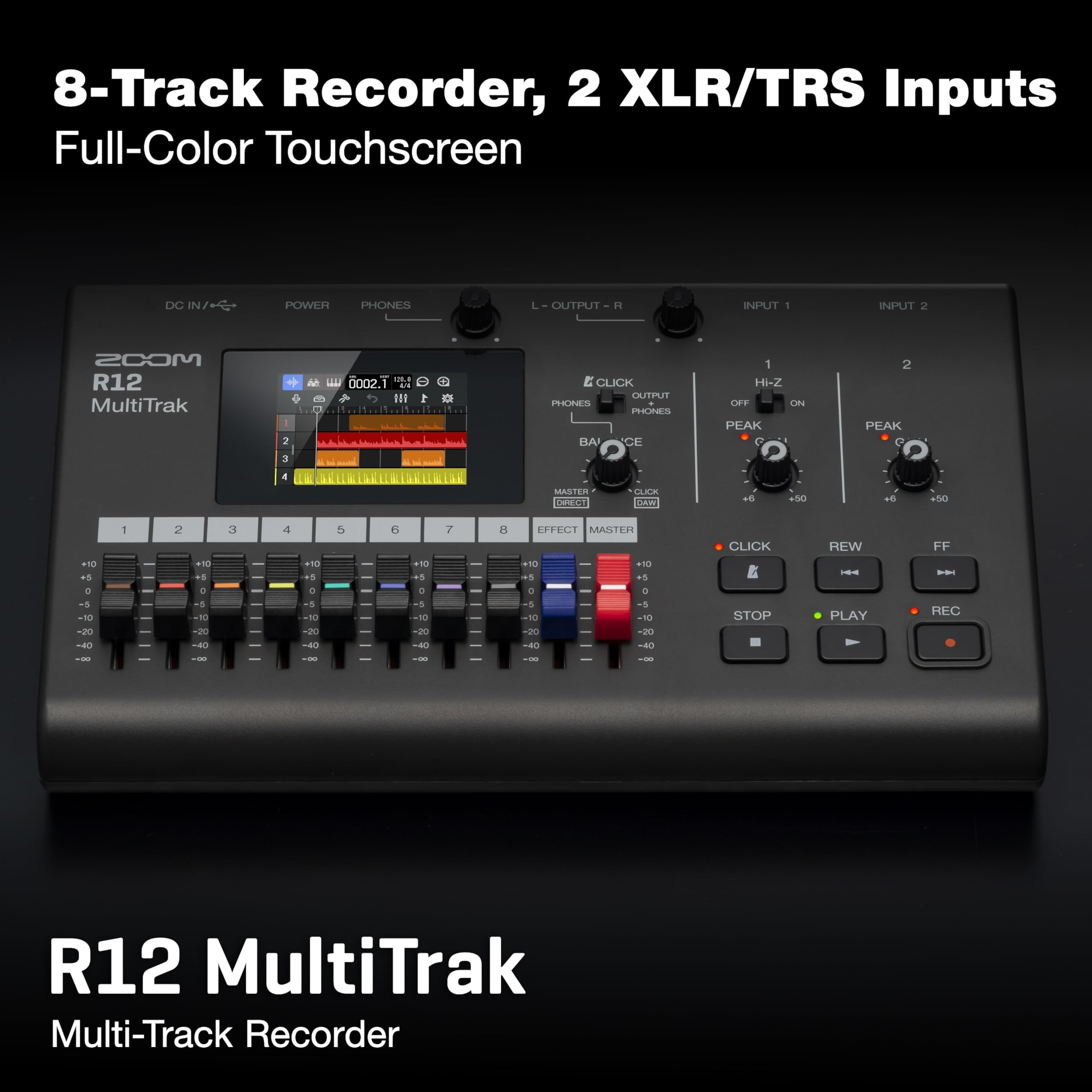 Zoom R12 Portable Recorder for Musicians with 8 Tracks, FX & Drum Loops