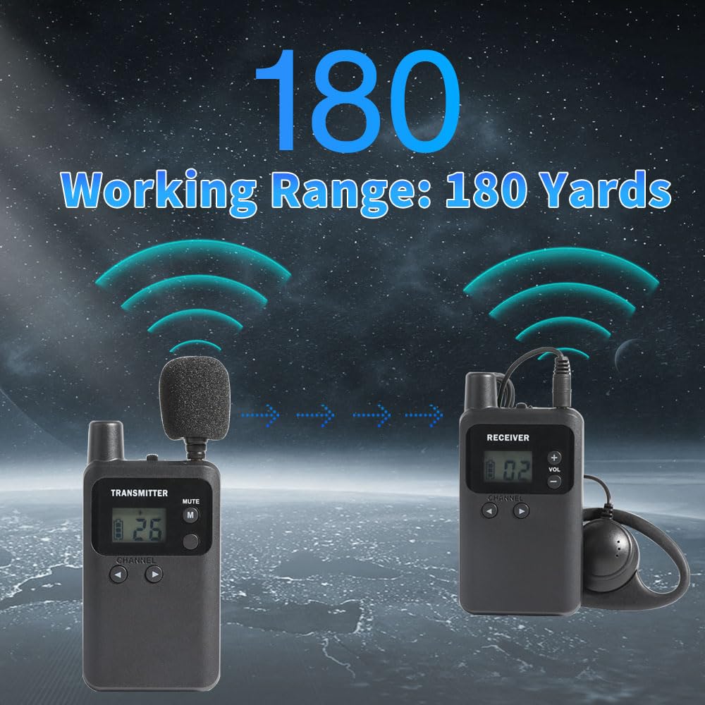 AGJ Wireless Tour Guide System, Tour Guide Microphone and Speaker, Tour Guide Headsets 1 Transmitter 15 Receivers 1 Charger Court Church Translation System for Factory School