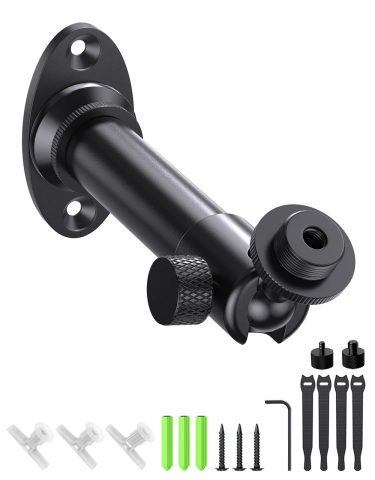 Mic Wall Mount Bracket with Ball Head, 180° & 360° Swivel, 5/8” Flange Base