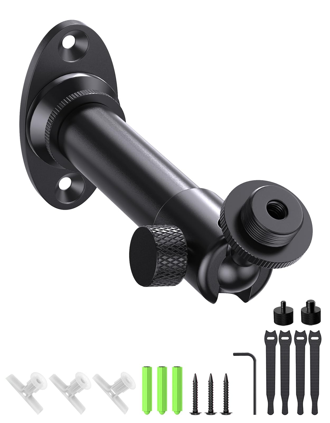Mic Wall Mount Bracket with Ball Head, 180° & 360° Swivel, 5/8” Flange Base