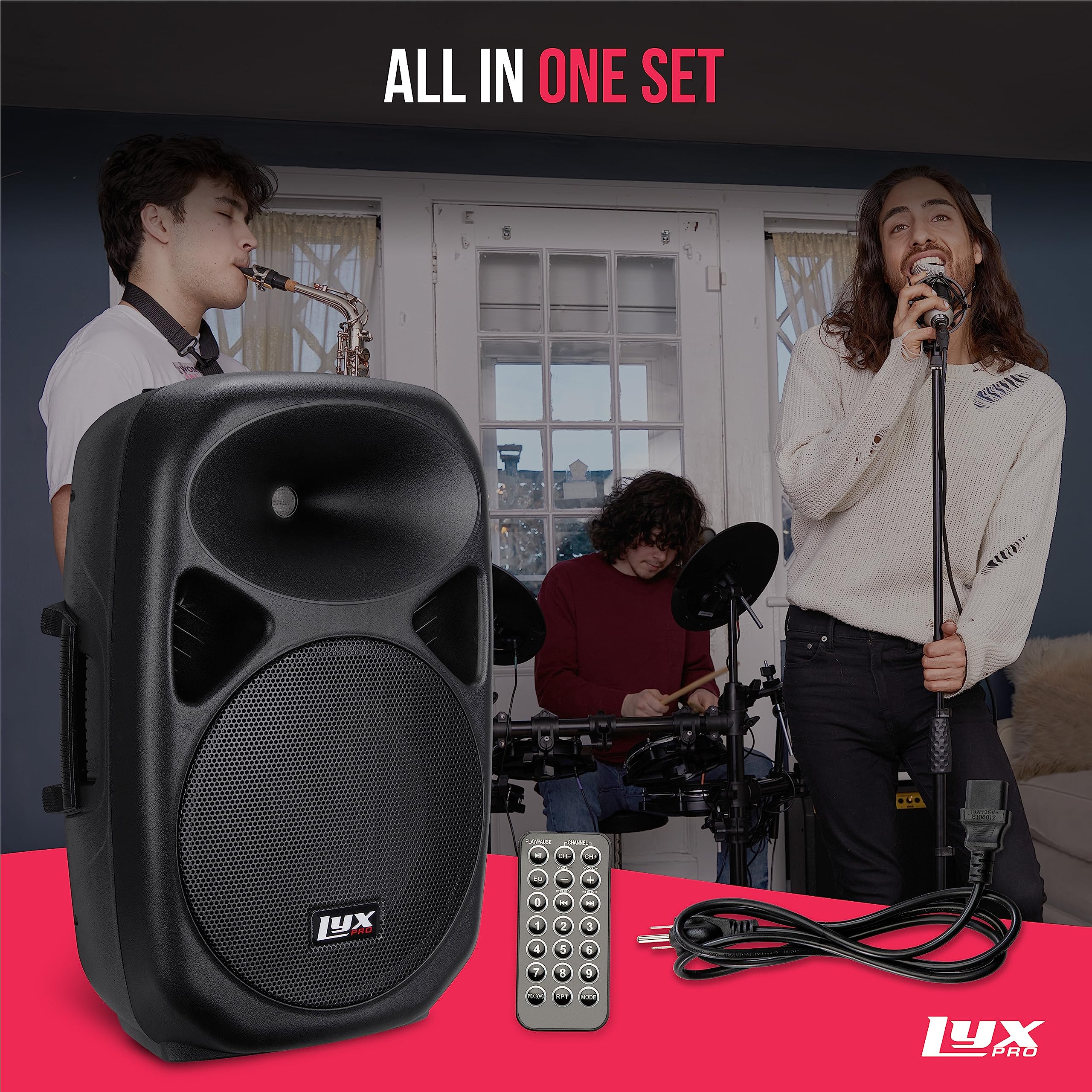 LyxPro 12″ PA System Powerful Compact PA Portable Active Speaker System with Equalizer, Bluetooth, SD Card Slot, USB, MP3, XLR, 1/4″, 3.5mm Input Connections – SPA-12