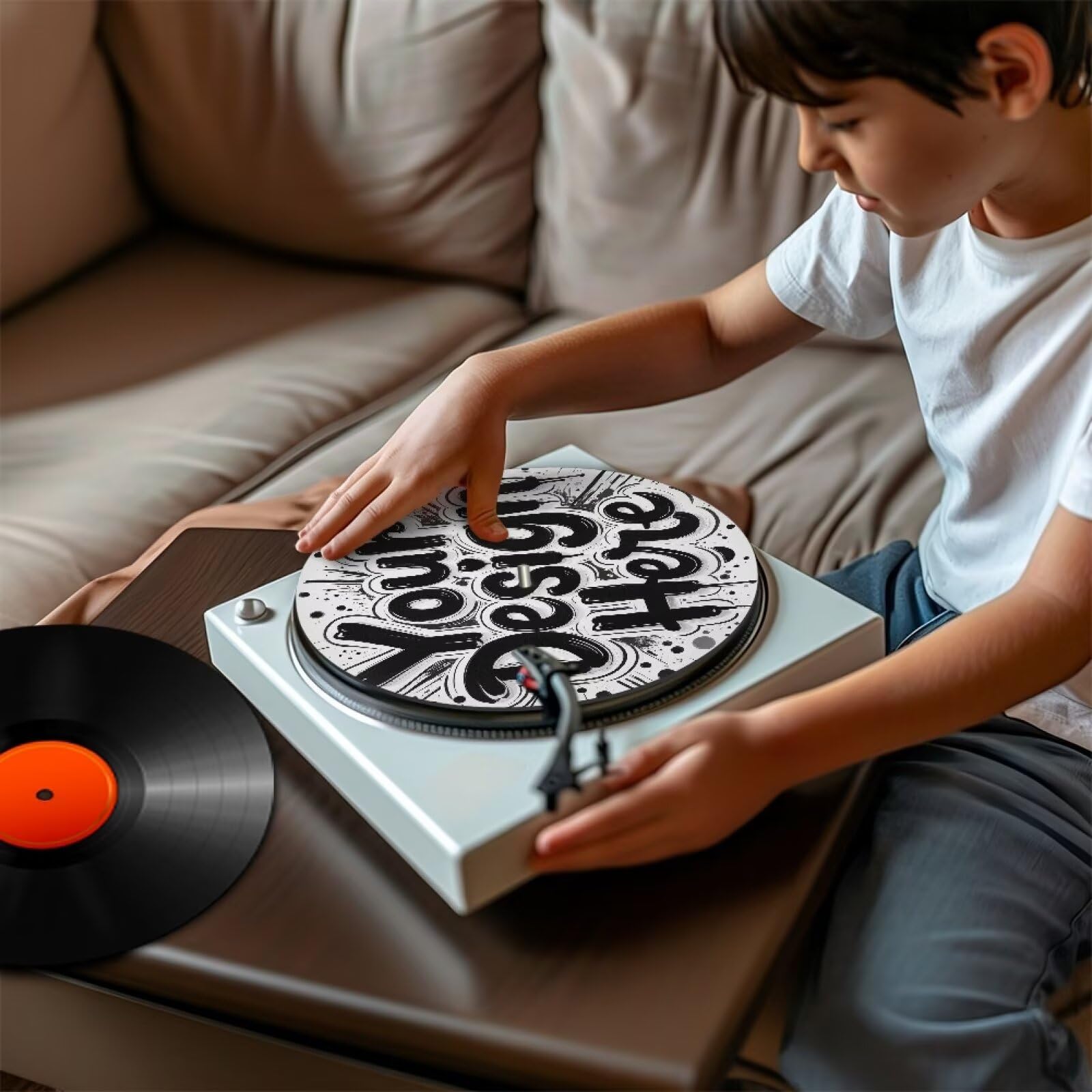 PJHEQOXE Customized Turntable Mat Personality Record Player Mat