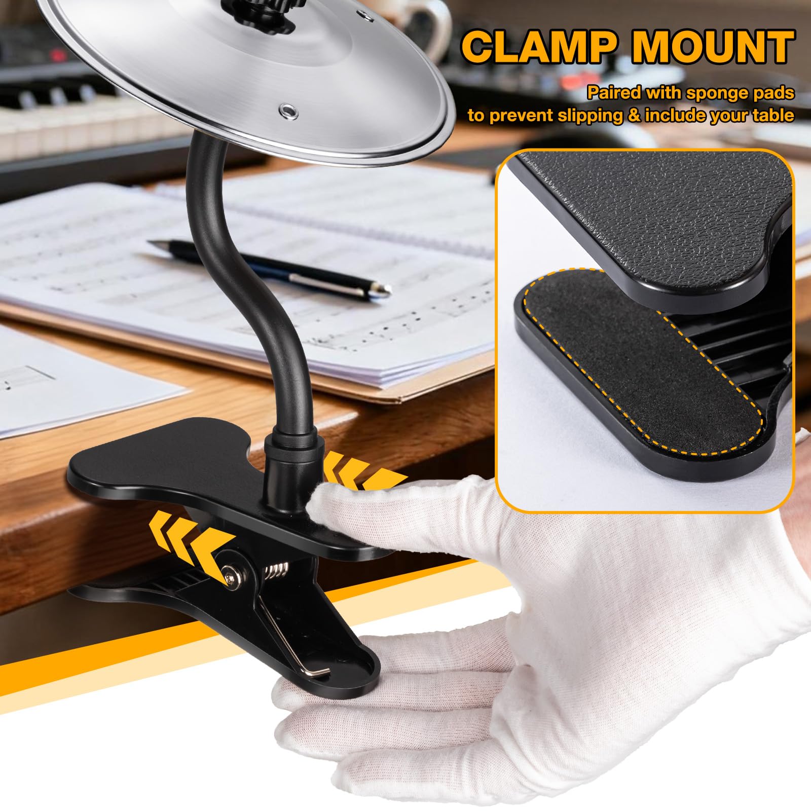 Facmogu Mini Desktop Crash Cymbal with Desk Clamp, Adjustable Bendable Arm