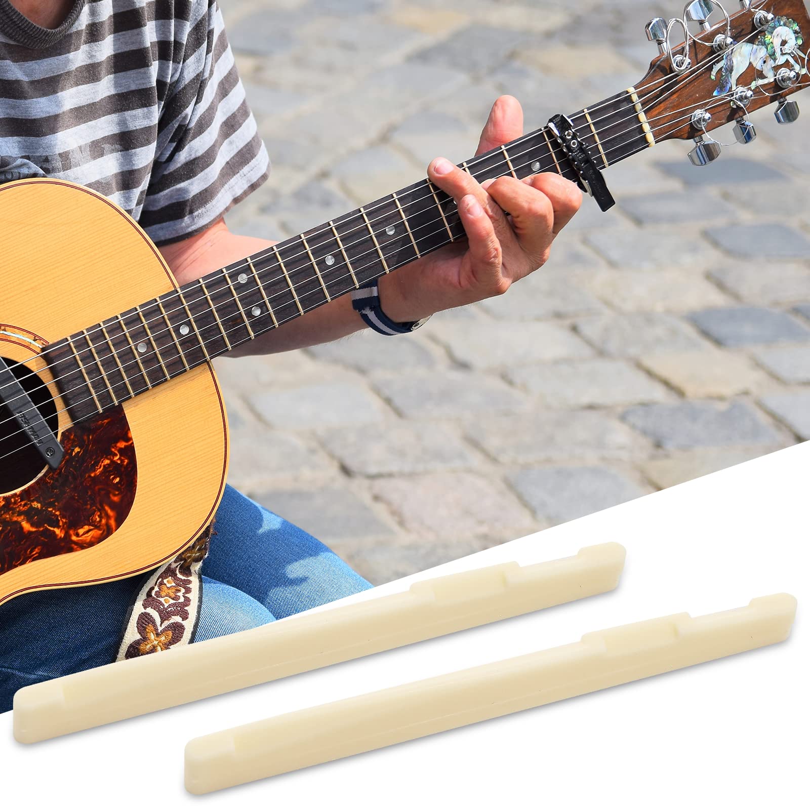 Litoexpe 4 Pcs Acoustic Guitar Bridge Saddles