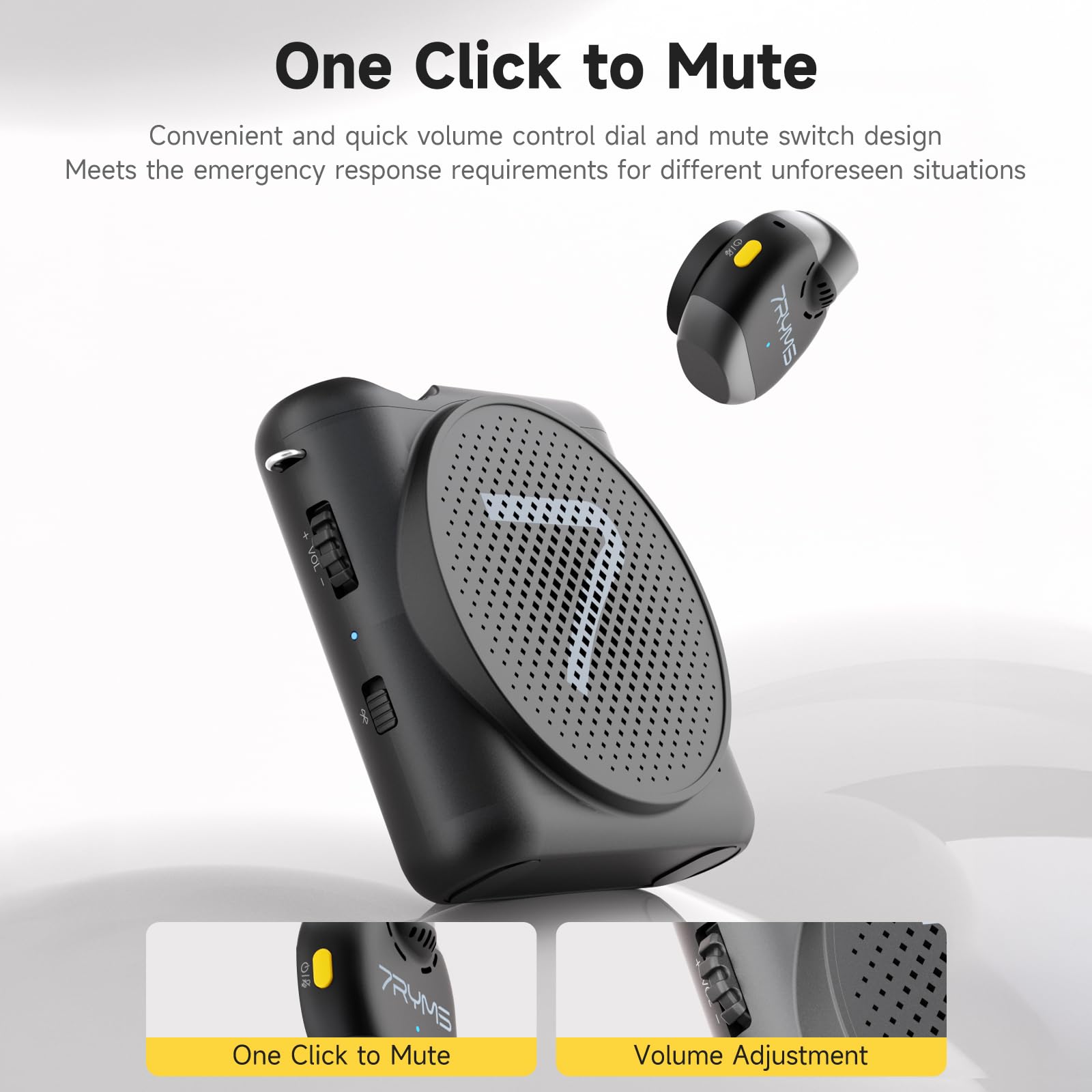 7RYMS WA2 Wireless Voice Amplifier for Teachers with Magnetic Lavalier Mic, Wireless Portable Amplifier with Noise Canceling, Mini Voice Amplifier for Classroom, Meeting, Training, Speech (Black)