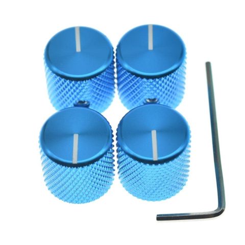 4pcs Aluminium Guitar/Bass Knobs Volume/Tone Control Knob 1/4″ Metal Universal Potentiometer Pot Knobs with Set Screw and Indicator for Tele/Telecaster/P Bass Blue