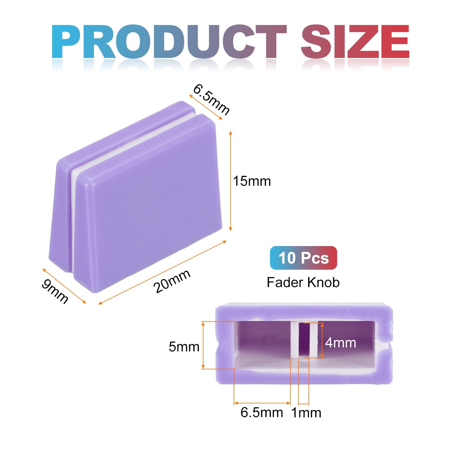 MECCANIXITY Universal Fader Knobs, Purple Mixer Fader Caps Slider Potentiometer Replacement Plastic for DJ Controller Mixer Console, 10 Pack