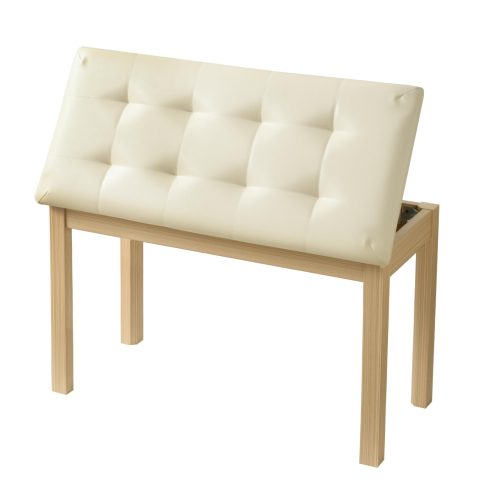 ZHRUNS Duet Piano Bench Wooden Keyboard Bench with Storage Compartment, 29”Piano Chair Seat with Padded Cushion, Long Piano Stool Beige