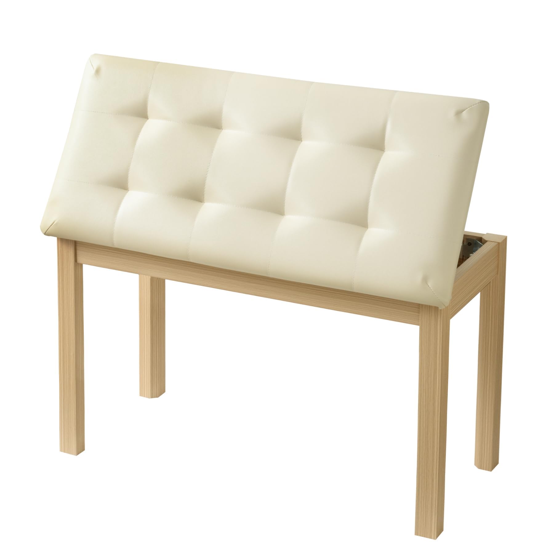 ZHRUNS Duet Piano Bench Wooden Keyboard Bench with Storage Compartment, 29”Piano Chair Seat with Padded Cushion, Long Piano Stool Beige