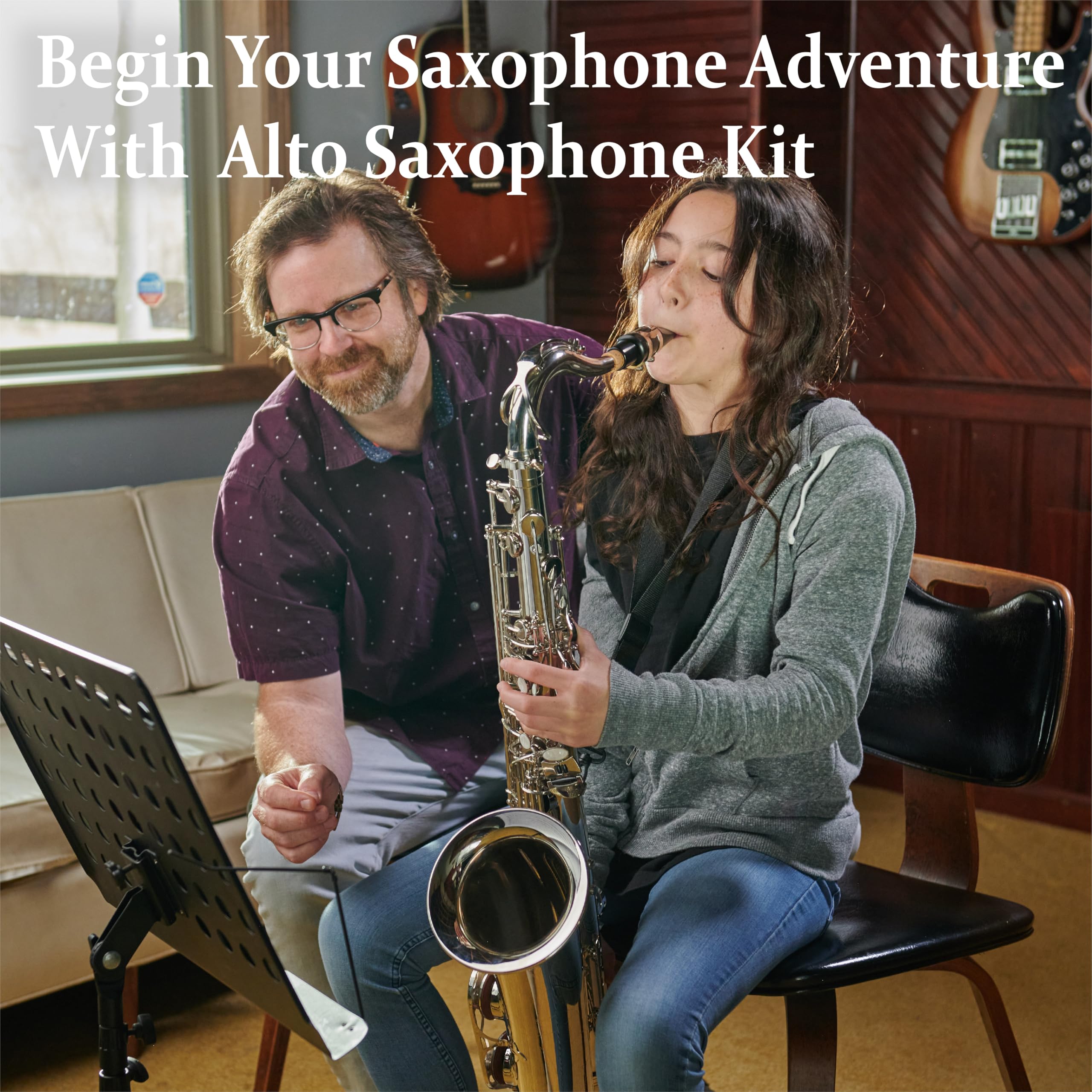 Mendini By Cecilio Eb Alto Saxophone Kit for Beginner – Silver