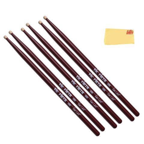 Vic Firth Signature Series Dave Weckl Drumsticks – 3-Pack Bundle with Austin Bazaar Polishing Cloth