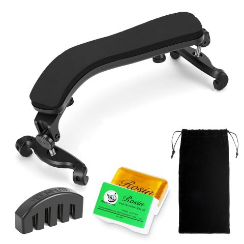 Violin Shoulder Rest 1/4-1/8 Beginner Kit, All-in-One Bundle with Rosin, Mute & Bag, Lightweight Adjustable Support for Small Violins 1/4 & 1/8, Easy for Kids Ages 5-7