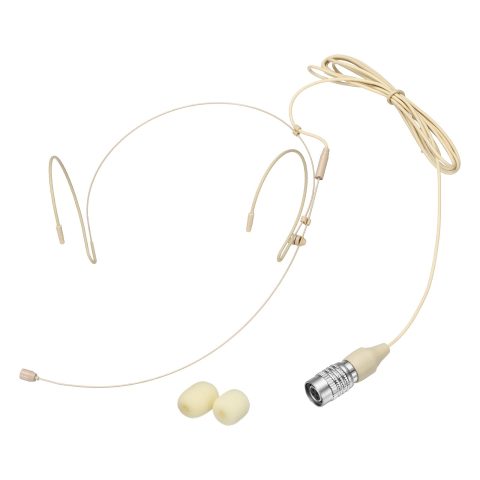 MECCANIXITY Ear Hook Headset Microphone, Double Over Ear Set Hanging Omnidirectional Wired Audio Condenser Microphone Headset with Audio Technical Type Plug 3.9ft Cable, Beige