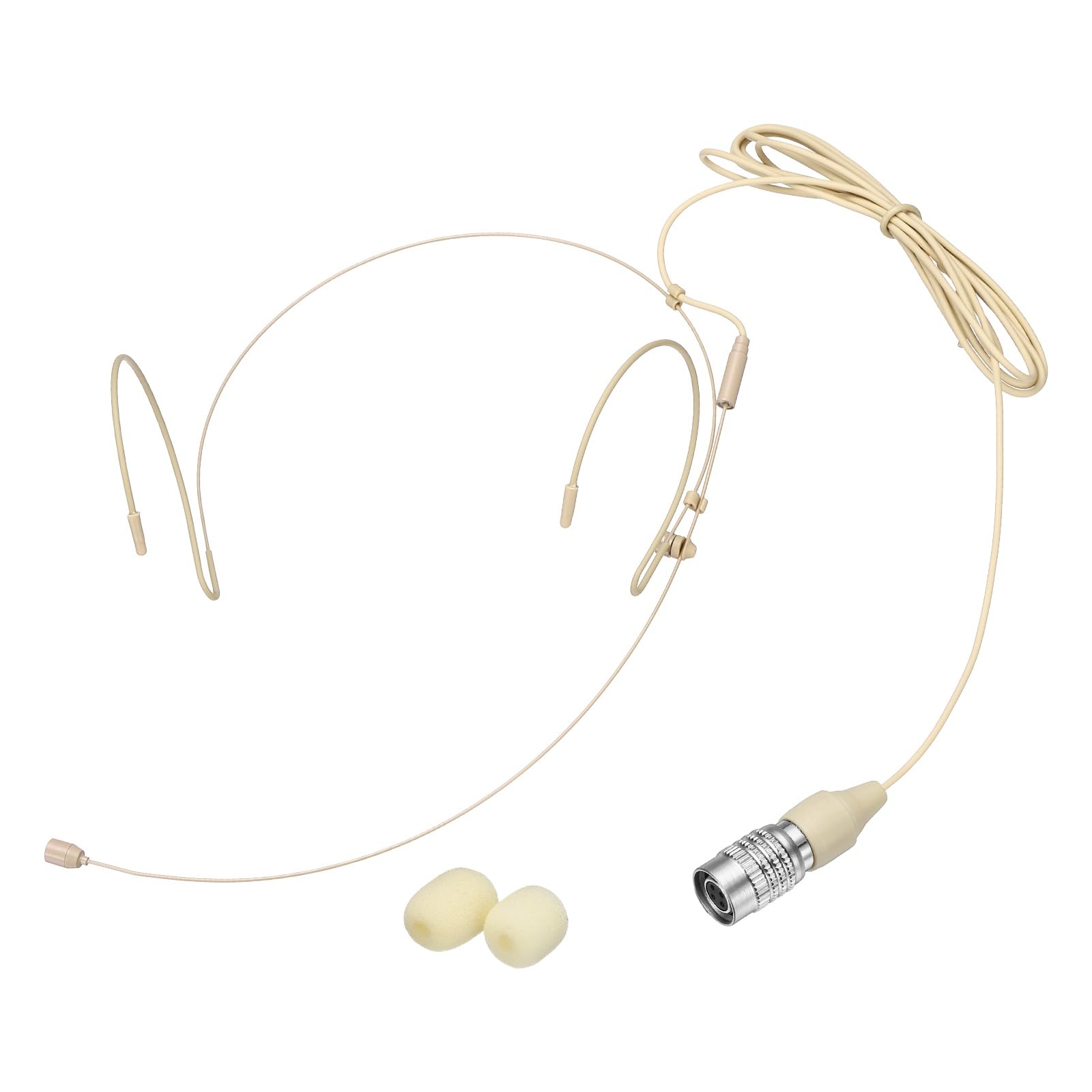 MECCANIXITY Ear Hook Headset Microphone, Double Over Ear Set Hanging Omnidirectional Wired Audio Condenser Microphone Headset with Audio Technical Type Plug 3.9ft Cable, Beige