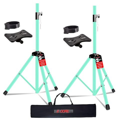 5 Core Speaker Stand Tripod Heavy Duty Adjustable Pair for PA DJ Stage & Event Telescoping Height up to 54″ Universal 35 mm Mount with Carry Bag – SS HD 2 PK 4.5 FT WH WB