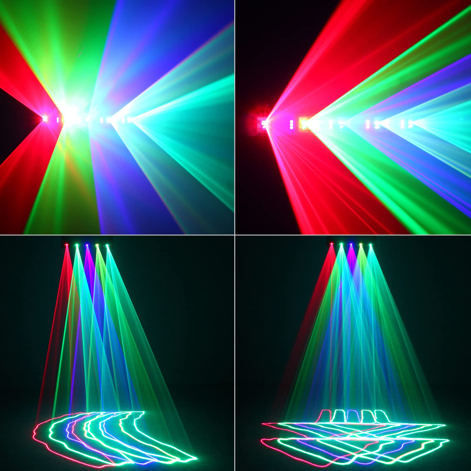 U`King Stage Laser Light, 5 Beam Sound Activated DJ Party Lights RGBYC LED Music Projector with Remote Control DMX for Dancing Birthday Bar Pub Stage