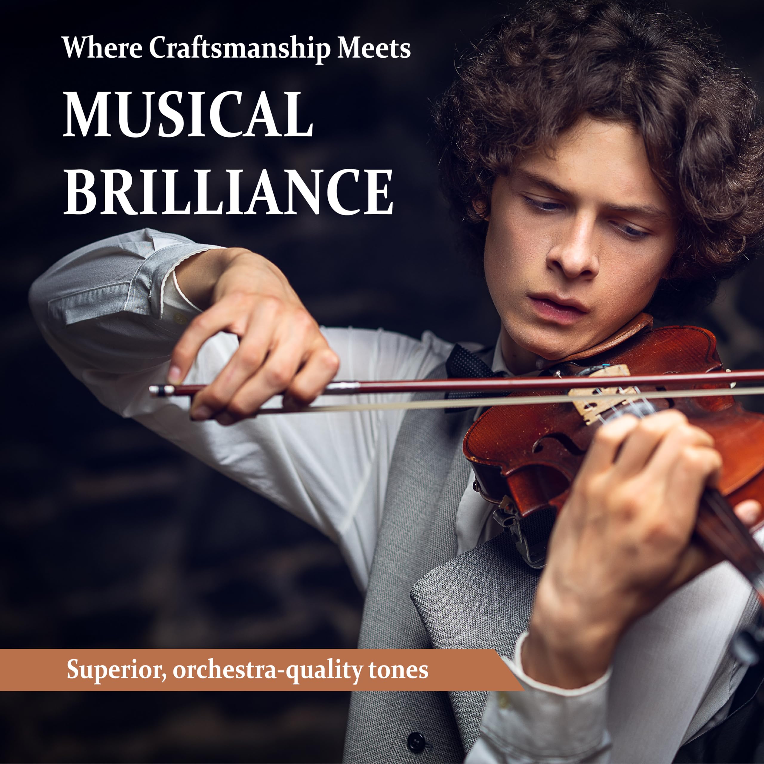 Cecilio Full Size 4/4 Violin with Hard Case & Shoulder Rest – Solidwood Ebony Fitted Violin with Premium Strings, Ideal for Beginners