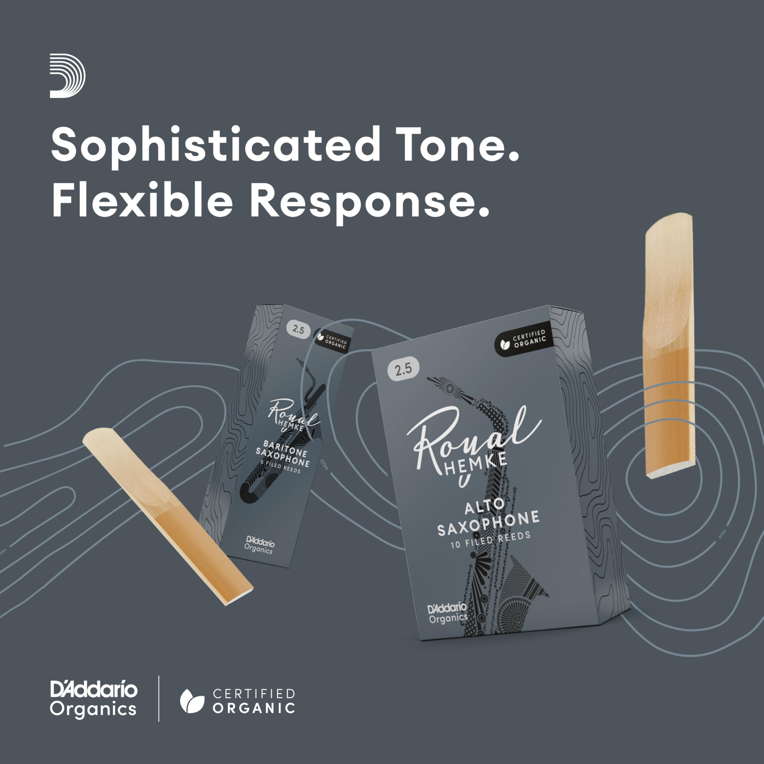D’Addario RHKP5BSX250 Rico Woodwinds Rico Hemke Baritone Sax Reeds, Strength 2.5, 5-pack