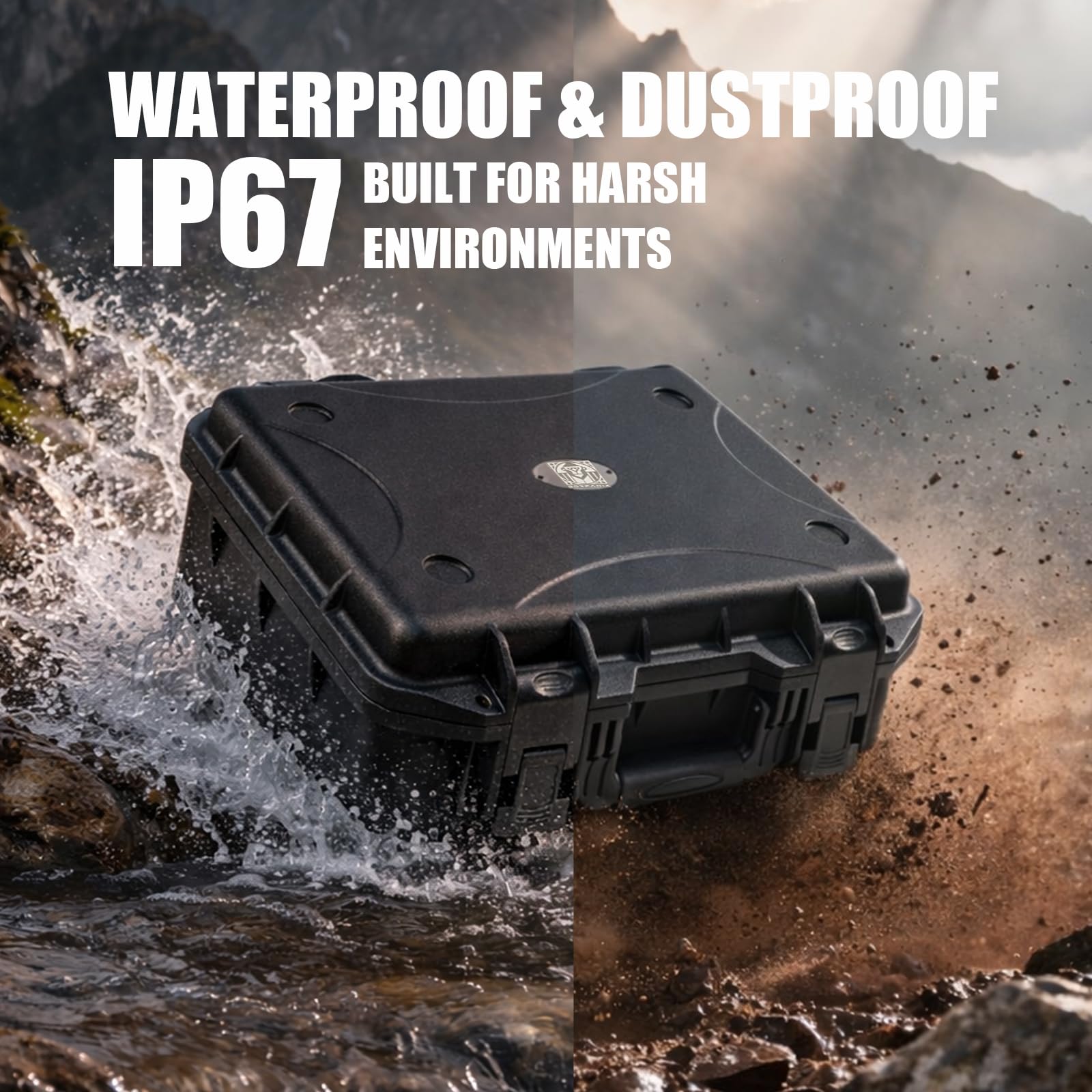 Waterproof Hard Case with Foam 16.5 x 13 x 6.9 Inch, IP67 Hard Storage Case with Customizable Foam Insert, Protective Storage Case for Microphone, Camera, Electronics, Drone, Tools & Equipment