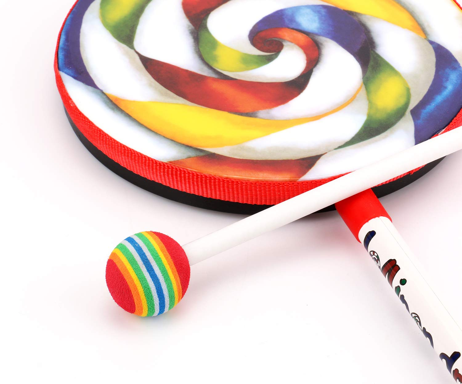 Foraineam 2 Pieces 8 Inch Hand Drum with Drum Stick Musical Sound Tool Music Percussion Instruments