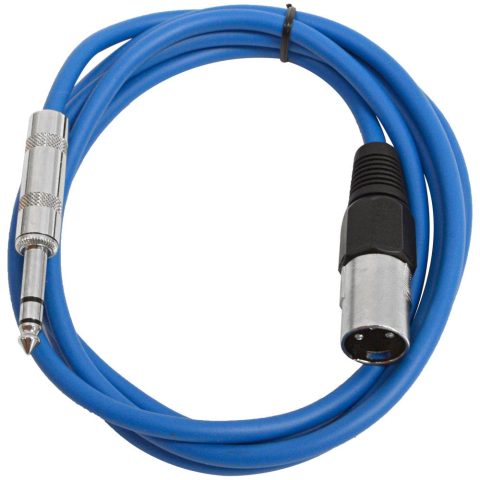 Seismic Audio – SATRXL-M6 – Blue 6′ XLR Male to 1/4″ TRS Patch Cable