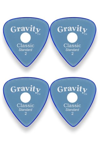 Gravity Picks Classic Guitar Pick – 2.0mm Blue – Polished w/Round Grip Hole x4 Pack