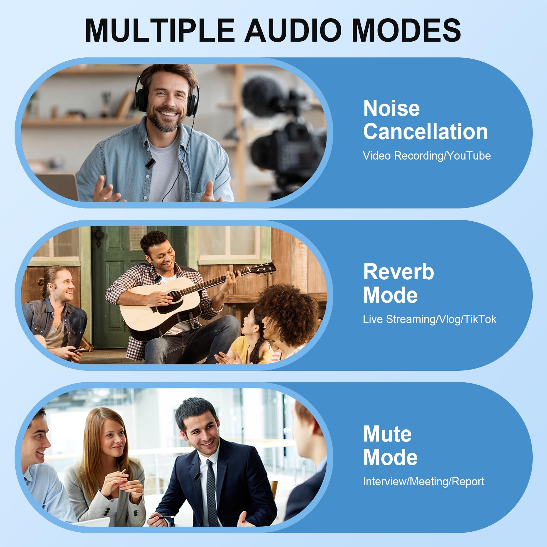 EX Wireless Lavalier Microphone System, Dual Clip-On Mics + Charging Case, 164ft Range Plug-and-Play for iPhone/Android, Advanced Noise Reduction, 48H Runtime-Video Recording, TikTok, YouTube, Black