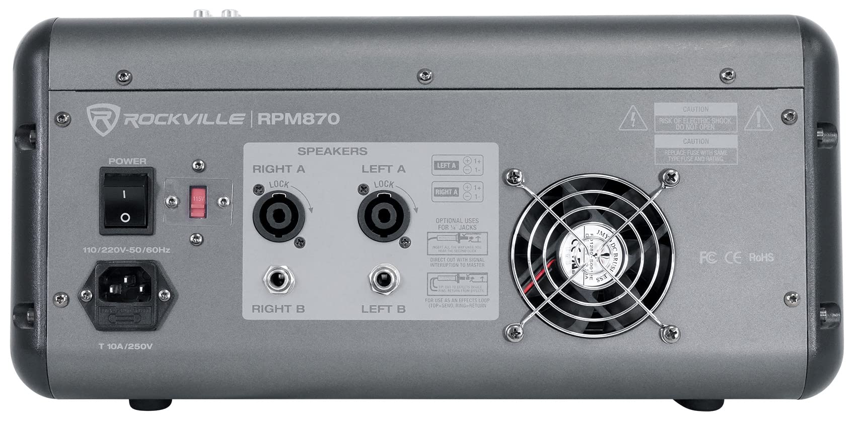 Rockville RPM870 8-Channel 6000W Powered Mixer with USB Bluetooth FX